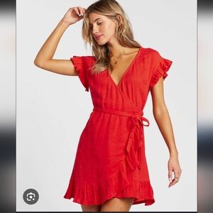 Billabong Wrap It Up Wrap Dress Rad Red
